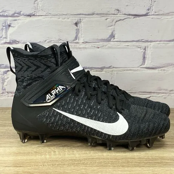 NEW Nike Alpha Menace Elite 2 Black Flyknit Football Cleats Mens 12.5 AO3374-001