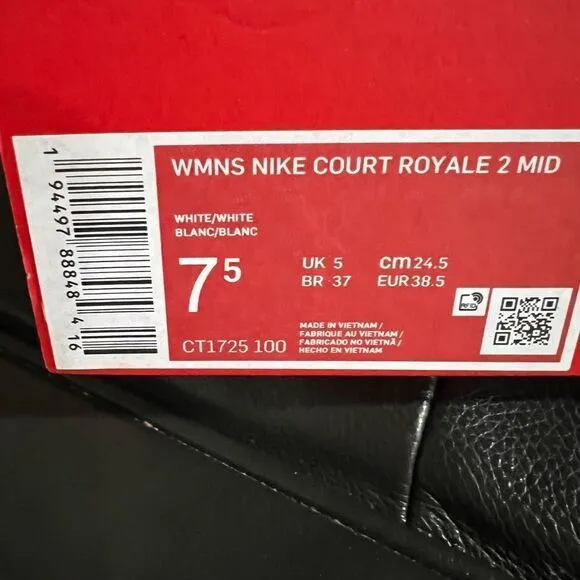 New! NIKE Court Royale 2 Mid Ankle Top White Women’s Sneaker Shoes Various Sizes