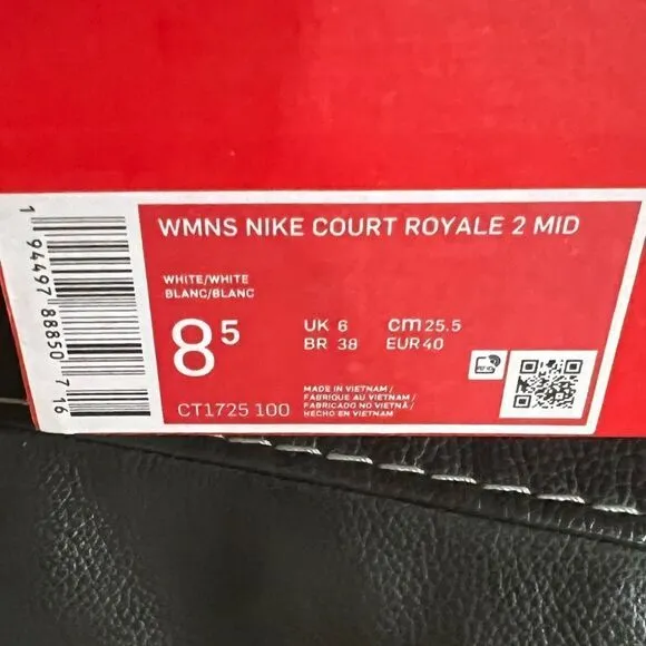 New! NIKE Court Royale 2 Mid Ankle Top White Women’s Sneaker Shoes Various Sizes