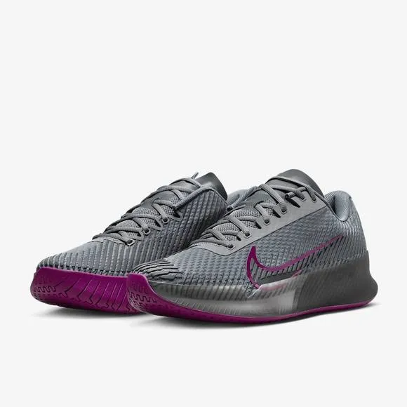 NEW NIKE men's court air zoom vapor 11 shoes in smoke grey/black/sangria
