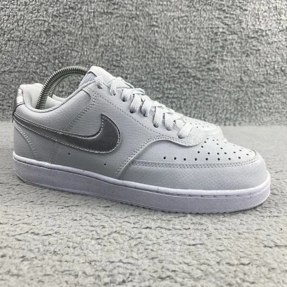 New Nike Shoes Court Vision Low Womens 9.5 Pure Platinum Silver Mens 8 Unisex