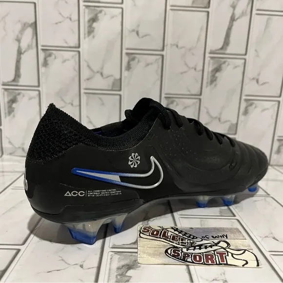 New Nike Tiempo Legend 10 Elite FG Soccer Cleats ACC Black Blue Womens 8 Men 6.5