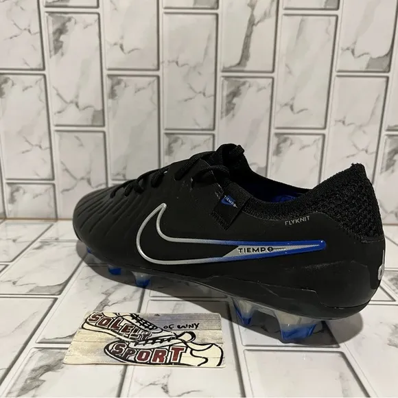 New Nike Tiempo Legend 10 Elite FG Soccer Cleats ACC Black Blue Womens 8 Men 6.5