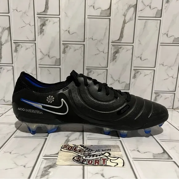 New Nike Tiempo Legend 10 Elite FG Soccer Cleats ACC Black Blue Womens 8 Men 6.5