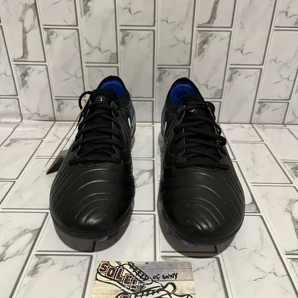 New Nike Tiempo Legend 10 Elite FG Soccer Cleats ACC Black Blue Womens 8 Men 6.5
