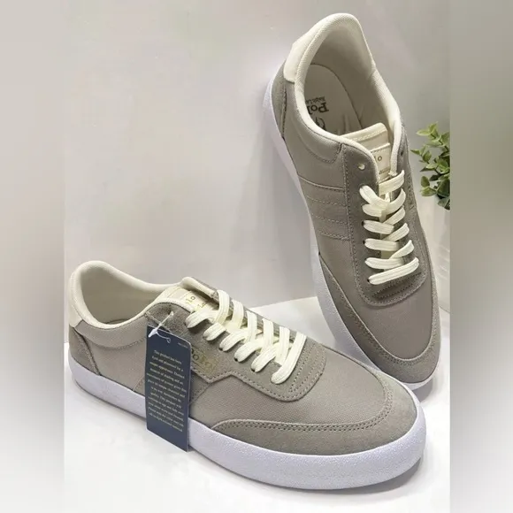 NEW Polo Ralph Lauren Court VLC Men’s Lace Up Sneakers Shoes Gray Size 9, 12