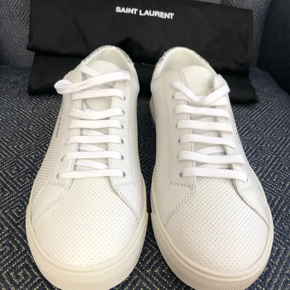 NEW Saint Laurent ANDY SNEAKER PERFORED LEATHER SILVER in box