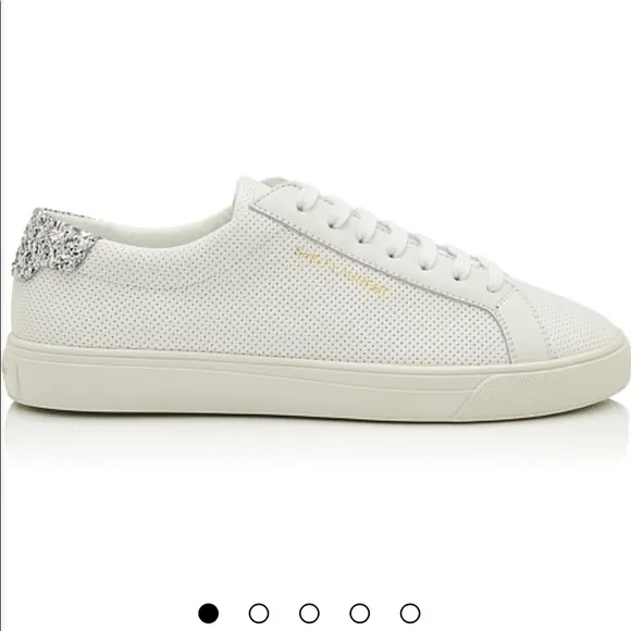 NEW Saint Laurent ANDY SNEAKER PERFORED LEATHER SILVER in box