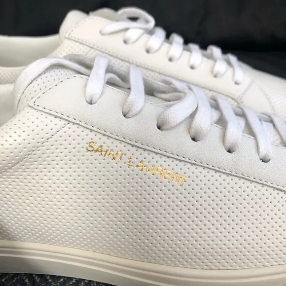 NEW Saint Laurent ANDY SNEAKER PERFORED LEATHER SILVER in box