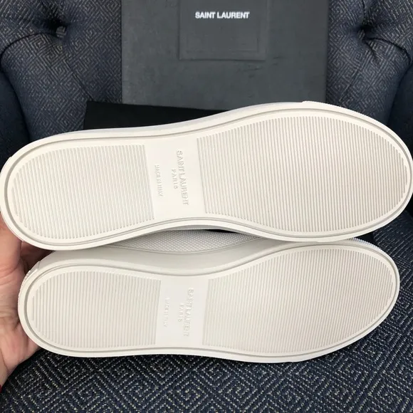 NEW Saint Laurent ANDY SNEAKER PERFORED LEATHER SILVER in box