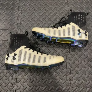 New Under Armour Men’s C1N MC Cam Newton Football Cleats Spikes Wht Blk sz 12.5