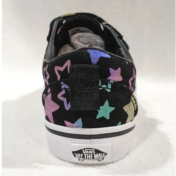 NEW ⭐️🌈 Vans Toddler Girl's Ward V Foil Stars Black/Multi Skate Shoes 🌈⭐️ NEW