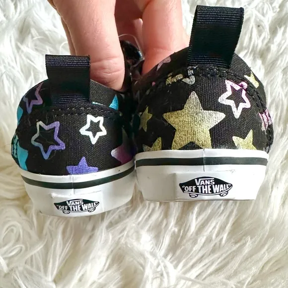 NEW ⭐️🌈 Vans Toddler Girl's Ward V Foil Stars Black/Multi Skate Shoes 🌈⭐️ NEW
