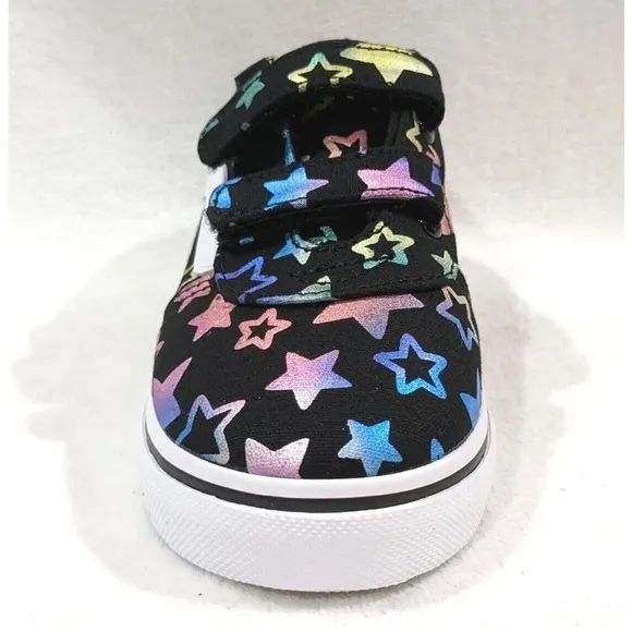NEW ⭐️🌈 Vans Toddler Girl's Ward V Foil Stars Black/Multi Skate Shoes 🌈⭐️ NEW
