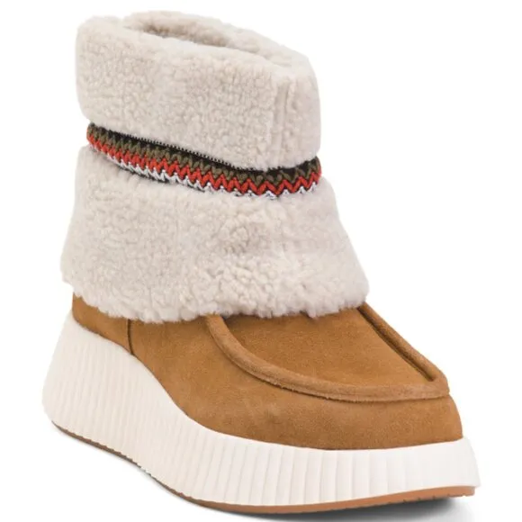 NEW WHITE MOUNTAIN Suede Digital Sherpa Boots Chestnut for women 364mn