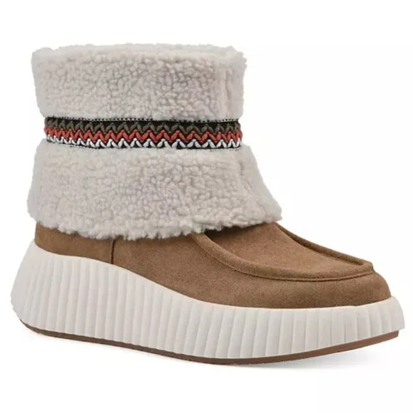 NEW WHITE MOUNTAIN Suede Digital Sherpa Boots Chestnut for women 364mn