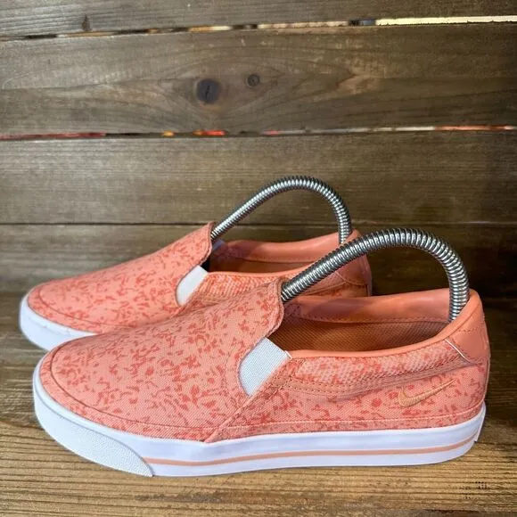 New Womens Nike Court Legacy Pink Slip On Comfort Canvas Shoes Sneakers Size 7 M