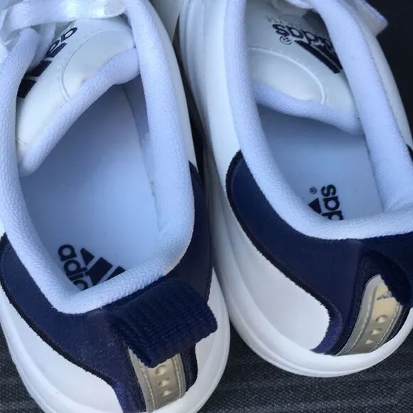 New 2004 vintage old school Adidas Stan Smith HW2 White Blue tennis shoes 8 1/2