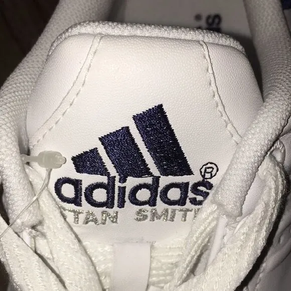 New 2004 vintage old school Adidas Stan Smith HW2 White Blue tennis shoes 8 1/2
