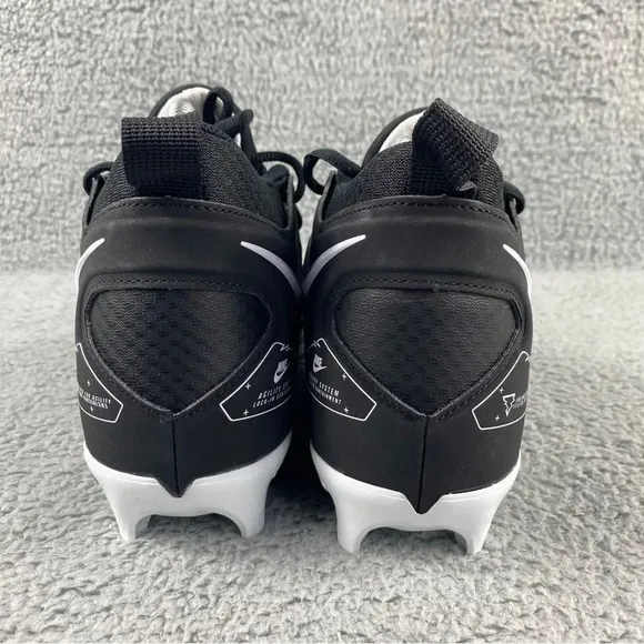 NEW NIKE ALPHA Menace Pro 3 Black White Football Cleats Mens 8.5 Lace‎ Up Shoes