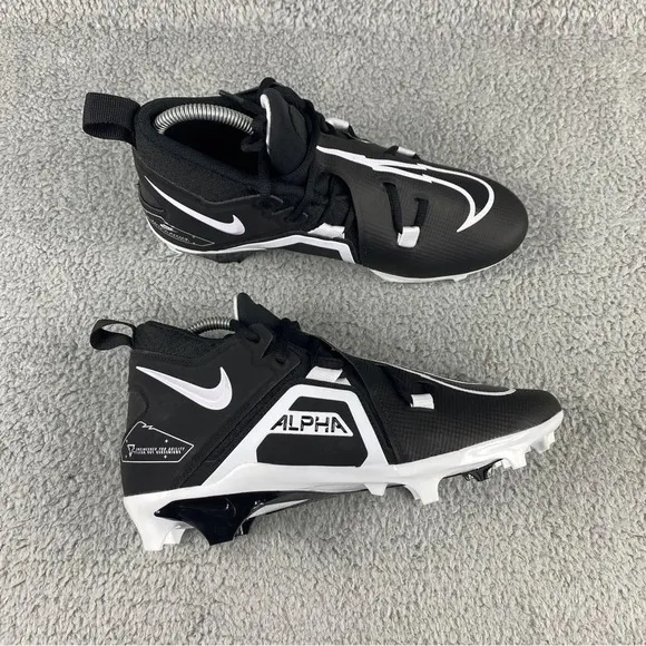 NEW NIKE ALPHA Menace Pro 3 Black White Football Cleats Mens 8.5 Lace‎ Up Shoes