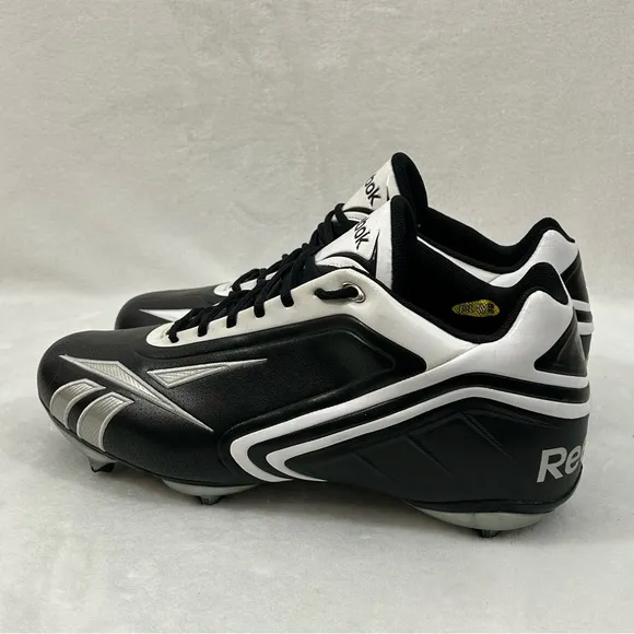NFL Equipment Reebok PlayDry Hardlink Black &amp; White Football Cleats Shoes Men 14