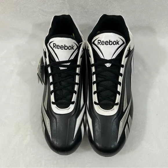 NFL Equipment Reebok PlayDry Hardlink Black &amp; White Football Cleats Shoes Men 14