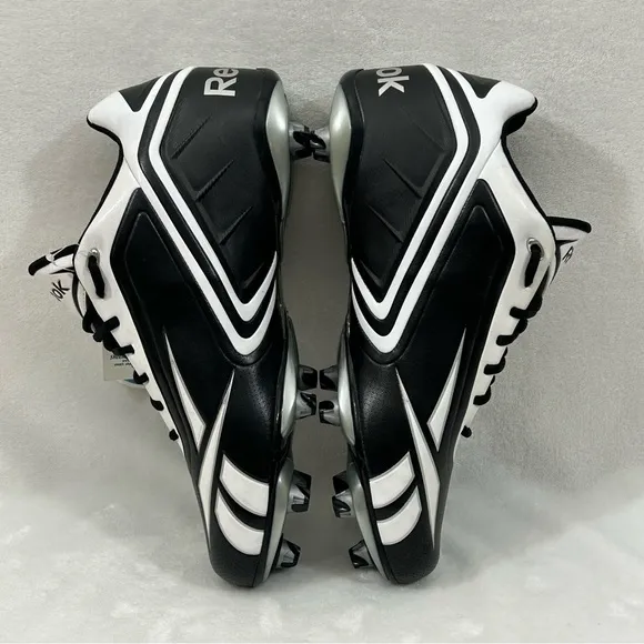 NFL Equipment Reebok PlayDry Hardlink Black &amp; White Football Cleats Shoes Men 14