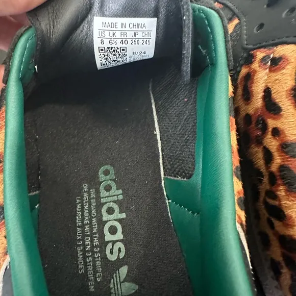 NIB AUTHENTIC Adidas Samba OG Cheetah Print Sneakers Womens 8 Mens 7 Black Green