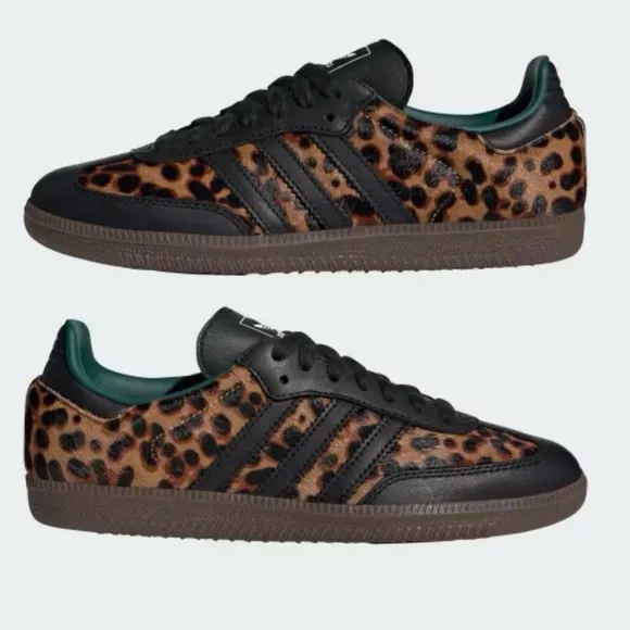 NIB AUTHENTIC Adidas Samba OG Cheetah Print Sneakers Womens 8 Mens 7 Black Green