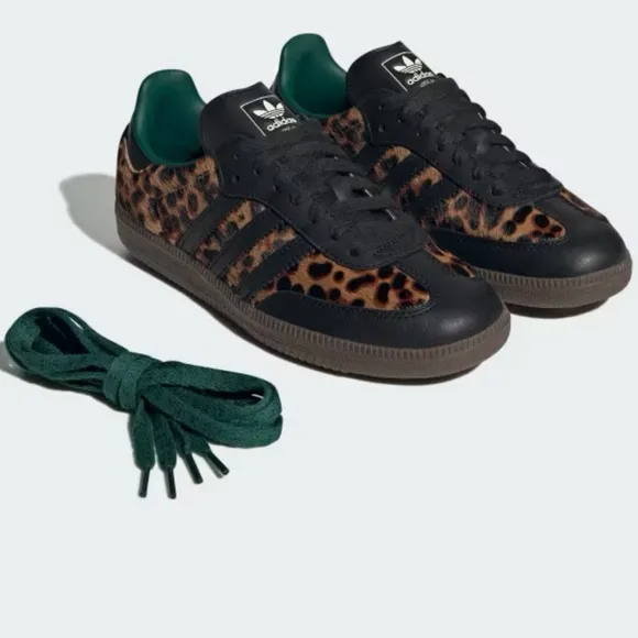 NIB AUTHENTIC Adidas Samba OG Cheetah Print Sneakers Womens 8 Mens 7 Black Green