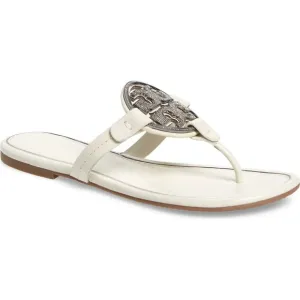 NIB Tory Burch Crystal Miller Leather Sandal BLEACH US 6 6.5 9.5 10 11 AUTHENTIC