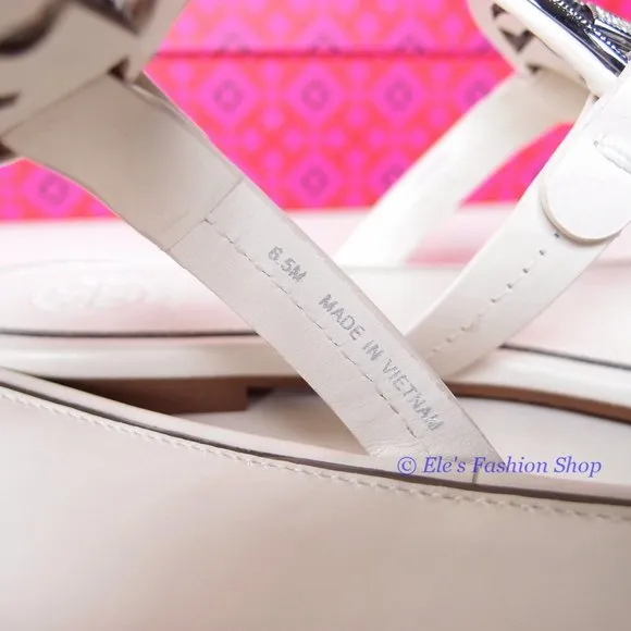 NIB Tory Burch Crystal Miller Leather Sandal BLEACH US 6 6.5 9.5 10 11 AUTHENTIC