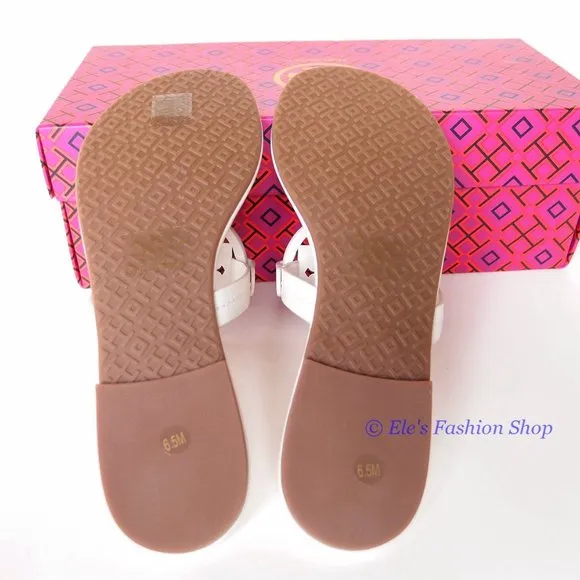 NIB Tory Burch Crystal Miller Leather Sandal BLEACH US 6 6.5 9.5 10 11 AUTHENTIC