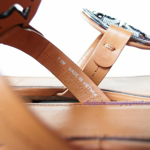 NIB Tory Burch Crystal Miller Leather Sandal TAN US 7 7.5 8 8.5 AUTHENTIC
