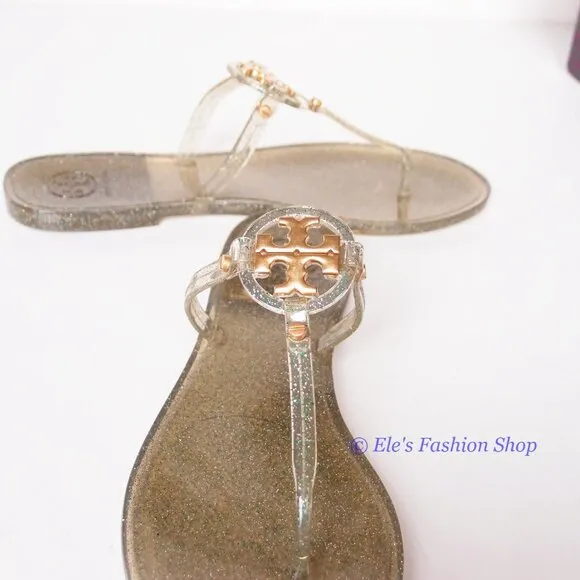 NIB Tory Burch Jelly Mini Miller Sandal Green Silver Gold US 9 AUTHENTIC