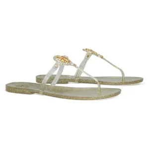 NIB Tory Burch Jelly Mini Miller Sandal Green Silver Gold US 9 AUTHENTIC