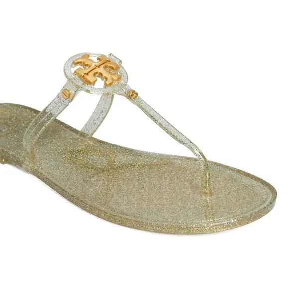 NIB Tory Burch Jelly Mini Miller Sandal Green Silver Gold US 9 AUTHENTIC