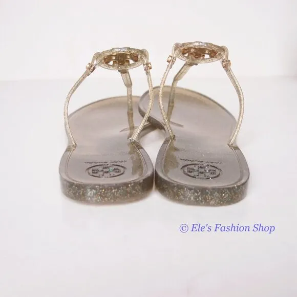 NIB Tory Burch Jelly Mini Miller Sandal Green Silver Gold US 9 AUTHENTIC