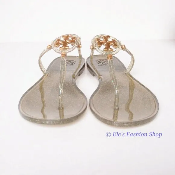 NIB Tory Burch Jelly Mini Miller Sandal Green Silver Gold US 9 AUTHENTIC