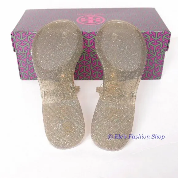 NIB Tory Burch Jelly Mini Miller Sandal Green Silver Gold US 9 AUTHENTIC