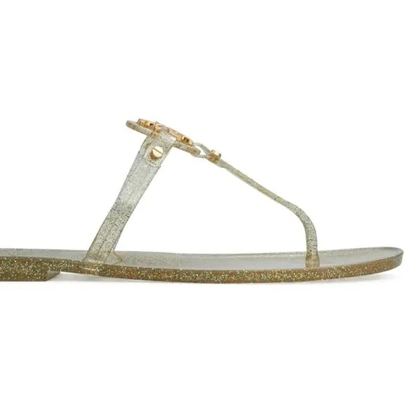 NIB Tory Burch Jelly Mini Miller Sandal Green Silver Gold US 9 AUTHENTIC