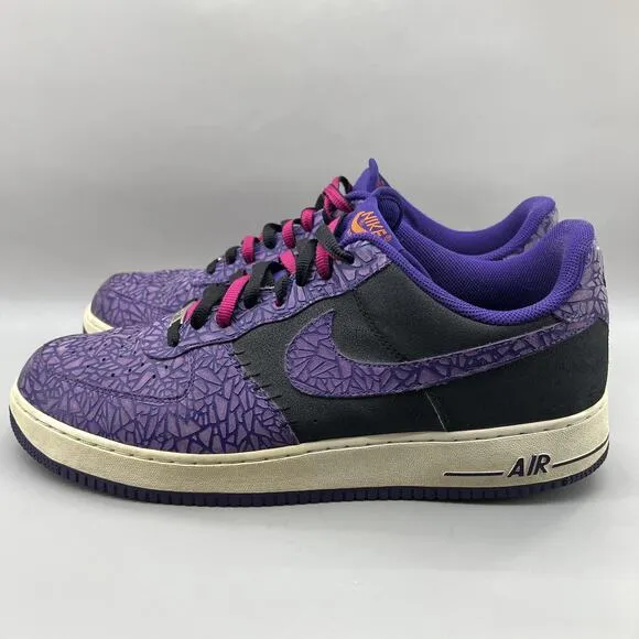 Nike Air Force 1 Crackled Court Sneakers Men's Size 15 Purple Godzilla Low Shoes