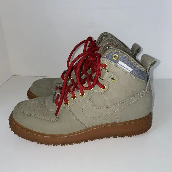 Nike Air Force 1 Duckboot Bamboo RARE Size 8 Red Laces