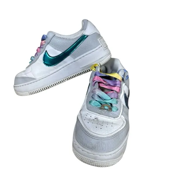 Nike Air Force 1 Size 7 Shoes Shadow Bright Spruce Gray Fog DR7856-100