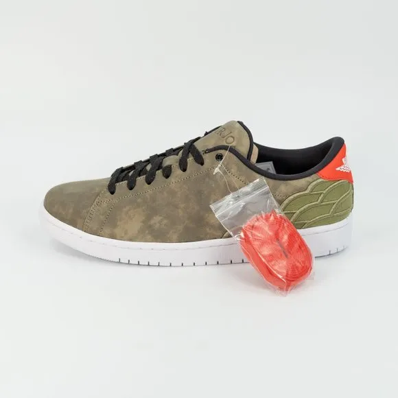 Nike Air Jordan 1 Centre Court 'Oil Green' DJ2756-300 Leather Sneakers