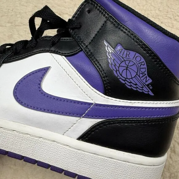 Nike Air Jordan 1 MID Black Dark Iris Court Purple Men's Size 10‎ Streetwear