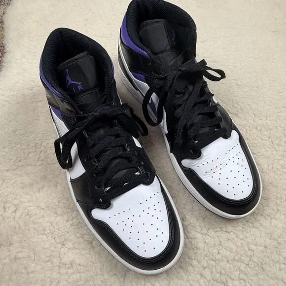 Nike Air Jordan 1 MID Black Dark Iris Court Purple Men's Size 10‎ Streetwear