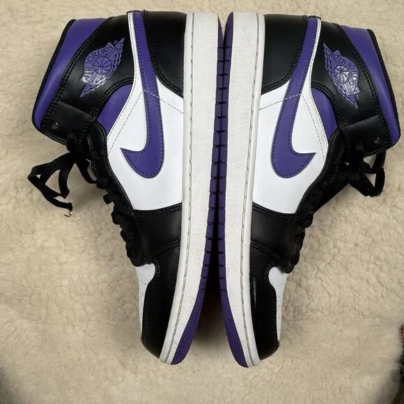 Nike Air Jordan 1 MID Black Dark Iris Court Purple Men's Size 10‎ Streetwear