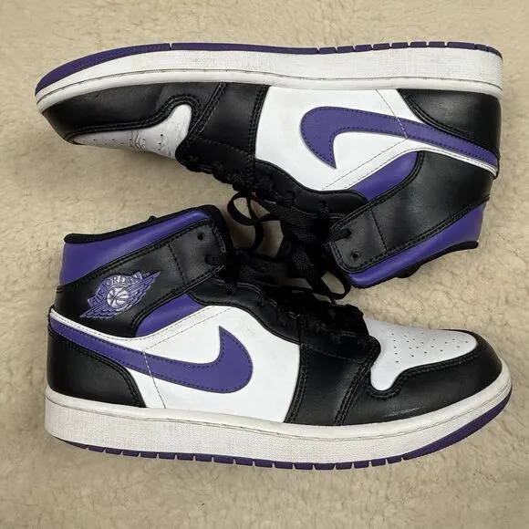 Nike Air Jordan 1 MID Black Dark Iris Court Purple Men's Size 10‎ Streetwear